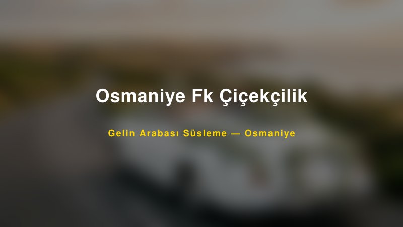 Osmaniye Fk Çiçekçilik Osmaniye Gelin Arabası Süsleme