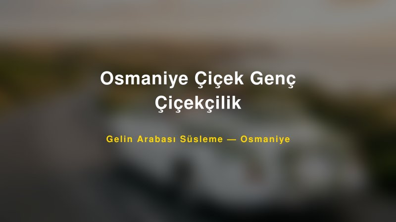 Osmaniye Çiçek Genç Çiçekçilik Osmaniye Gelin Arabası Süsleme