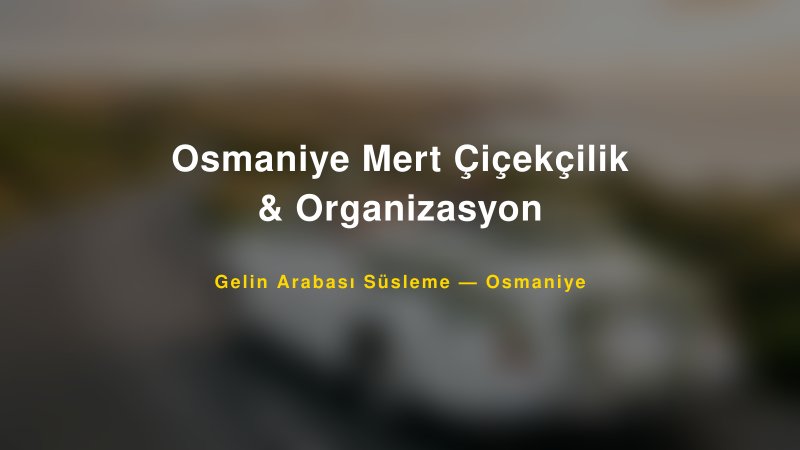 Osmaniye Mert Çiçekçilik & Organizasyon Gelin Arabası Süsleme Fiyatları — 1